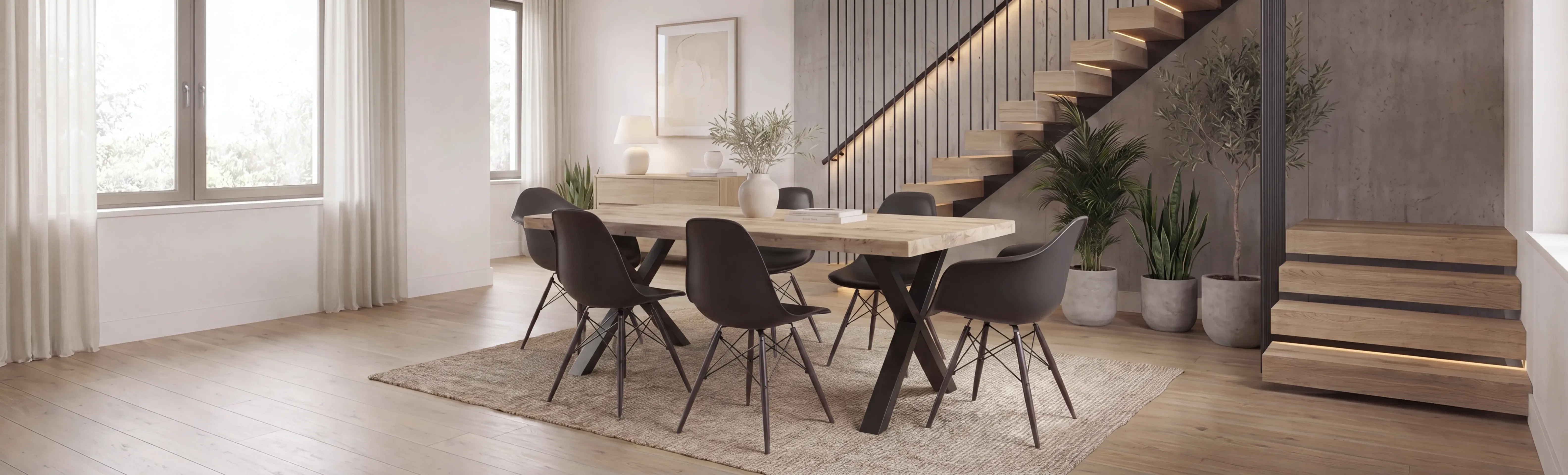 Interior od Techframu s gaucem a drevenou stenou
