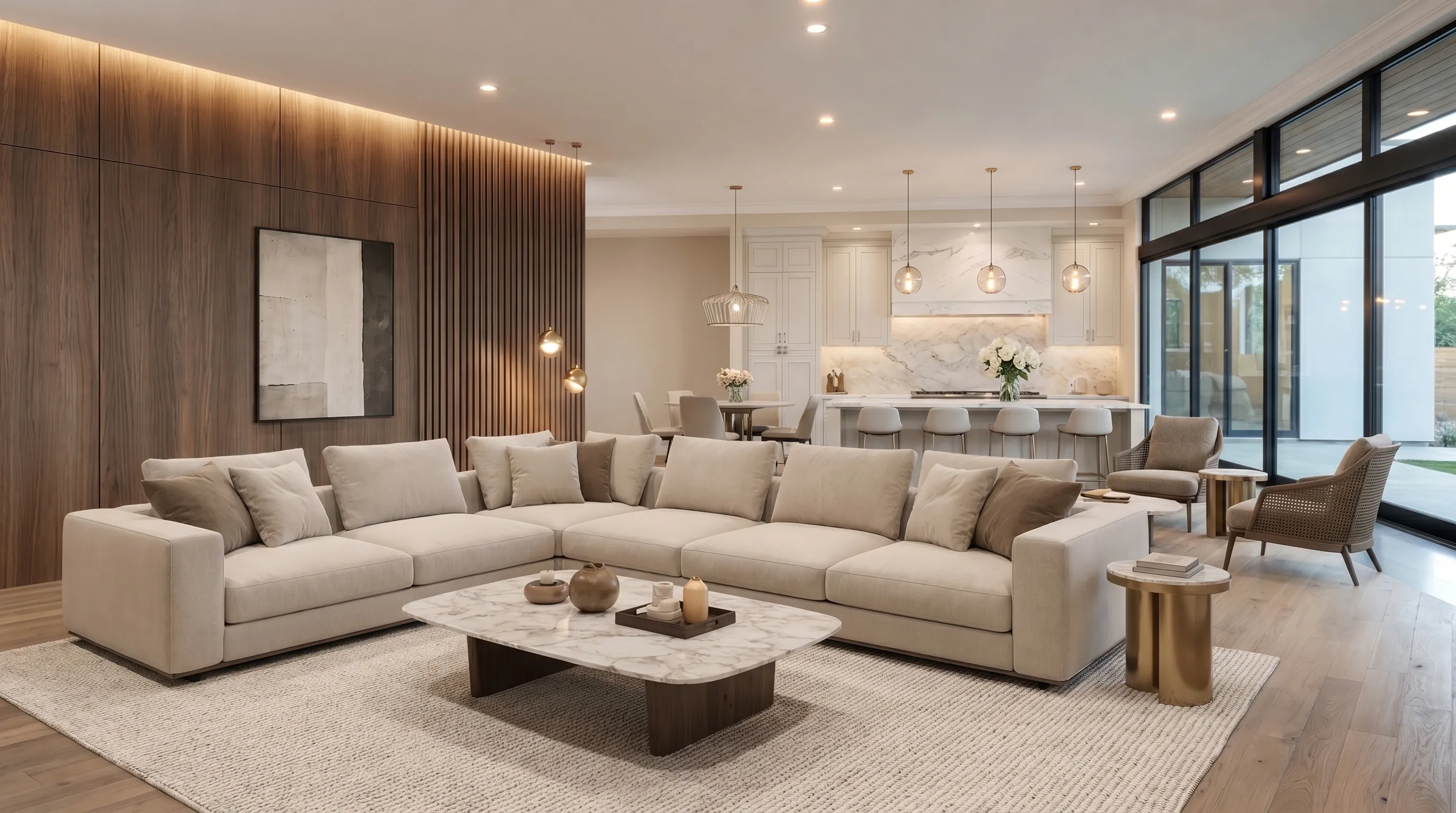 Interior od Techframu s gaucem a drevenou stenou