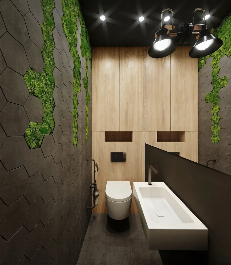 Moderní designová koupelna s toaletou v mezonetu, Praha